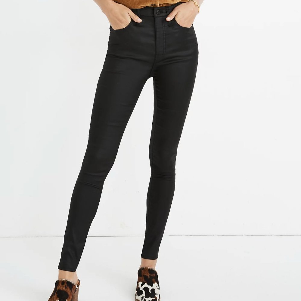 Madewell black coated 10" high-rise skinny jeans